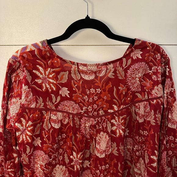 RACHEL ZOE Peasant floral loose fit V neck embroidered cottagecore blouse XL - Picture 11 of 12